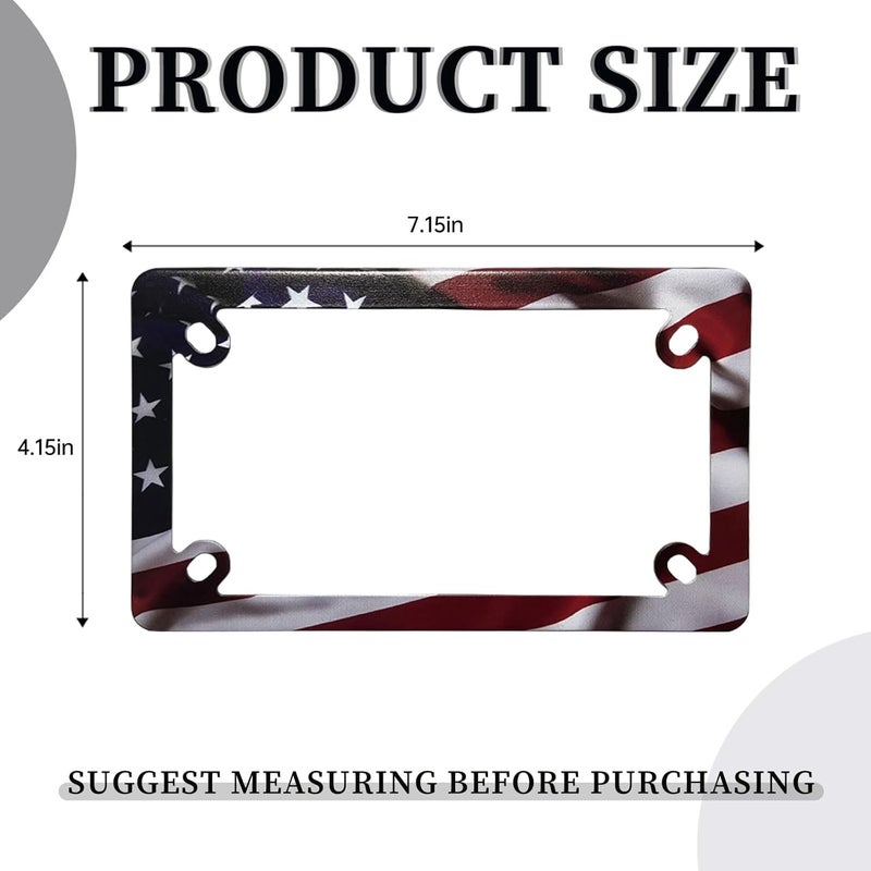 LIN KANG Motorcycle American Flag License Plate Frame - Stainless Steel Matte Stripe US Flag Gloss Patriotic License Plate Frame Covers for Motorcycle - Image 2